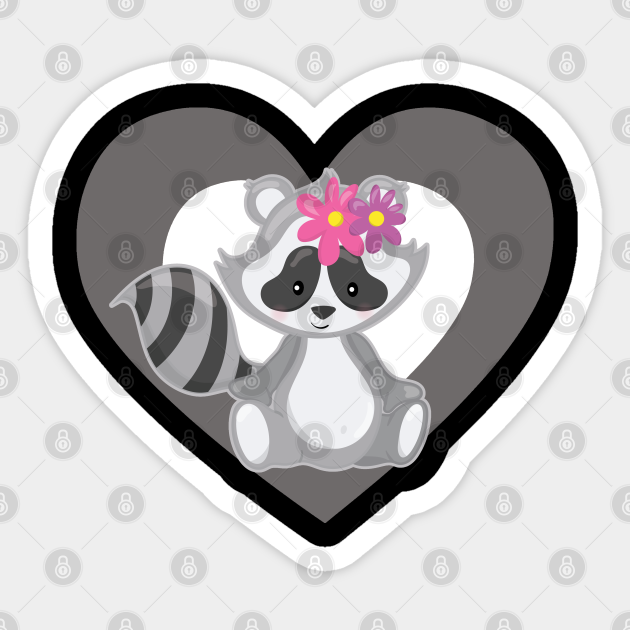 Cute Baby Raccoon Heart for Raccoon Lovers - Cute Raccoon - Sticker